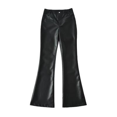 Pantalons en cuir élégants 2026: Style High Street, Coupe Élastique, Design Micro Évasé Sexy & Élégant