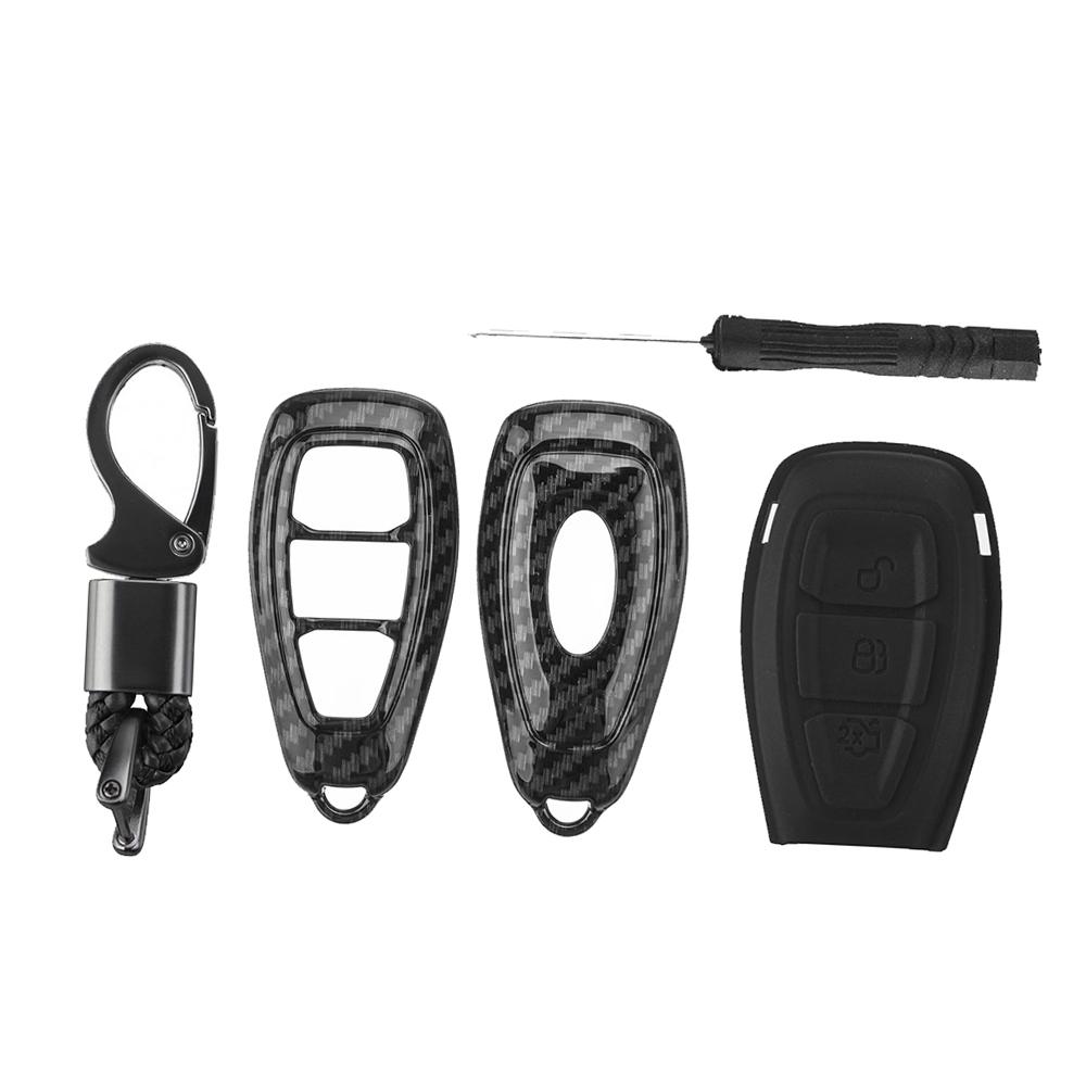 Carbon Fiber Remote Key Fob Case Shell Cover Compatible with Fords Focus Fiesta Kuga C Max