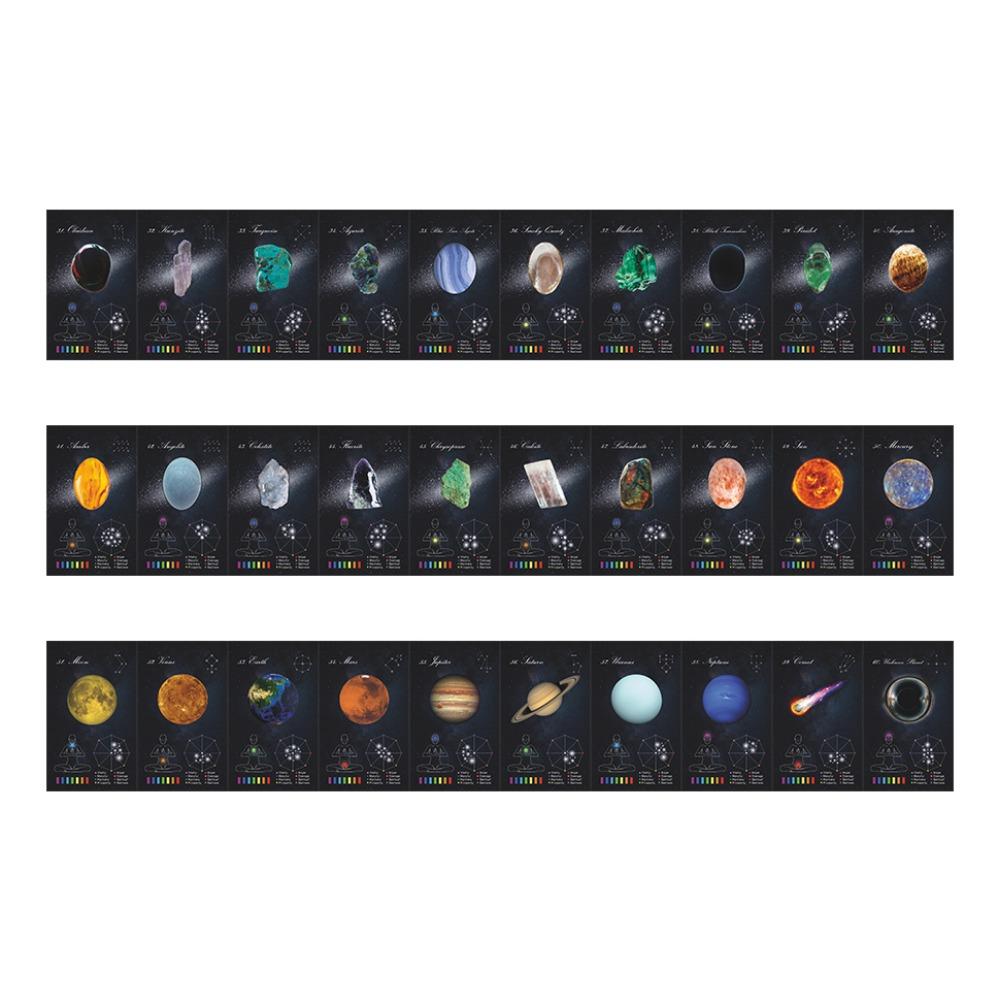 12x7cm Crystals Healing Cards, Oracle Deck Games Electronic Guidebook 60 Pcs Cards (48 Crystal Cards & 12 Zodiac Cards)