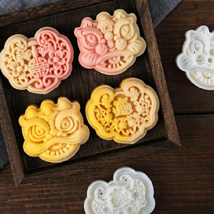 Hand-Pressure Moon Cake Mold Lion/Latches Shape Cookie Stamps Mooncake Makers