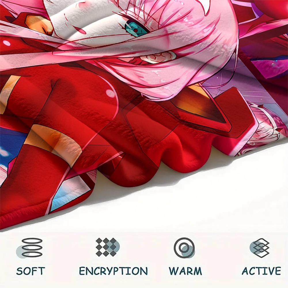 1PC DARLING In the FRANXX Zero Two Print Flannel Blanket, High Quality All Seasons, Home Decor, Warmth and Comfort, Perfect for Christmas Gifts
