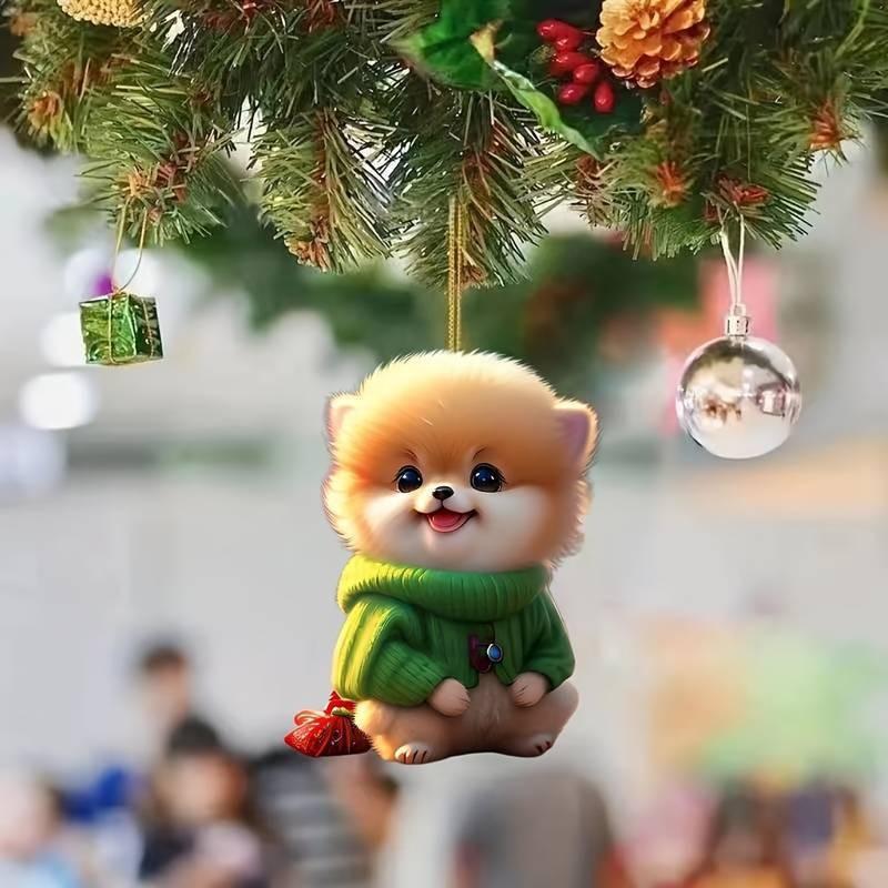 Dog Charming Plush Pendant Acrylic Car Rearview Mirror Decorative Piece Hanging