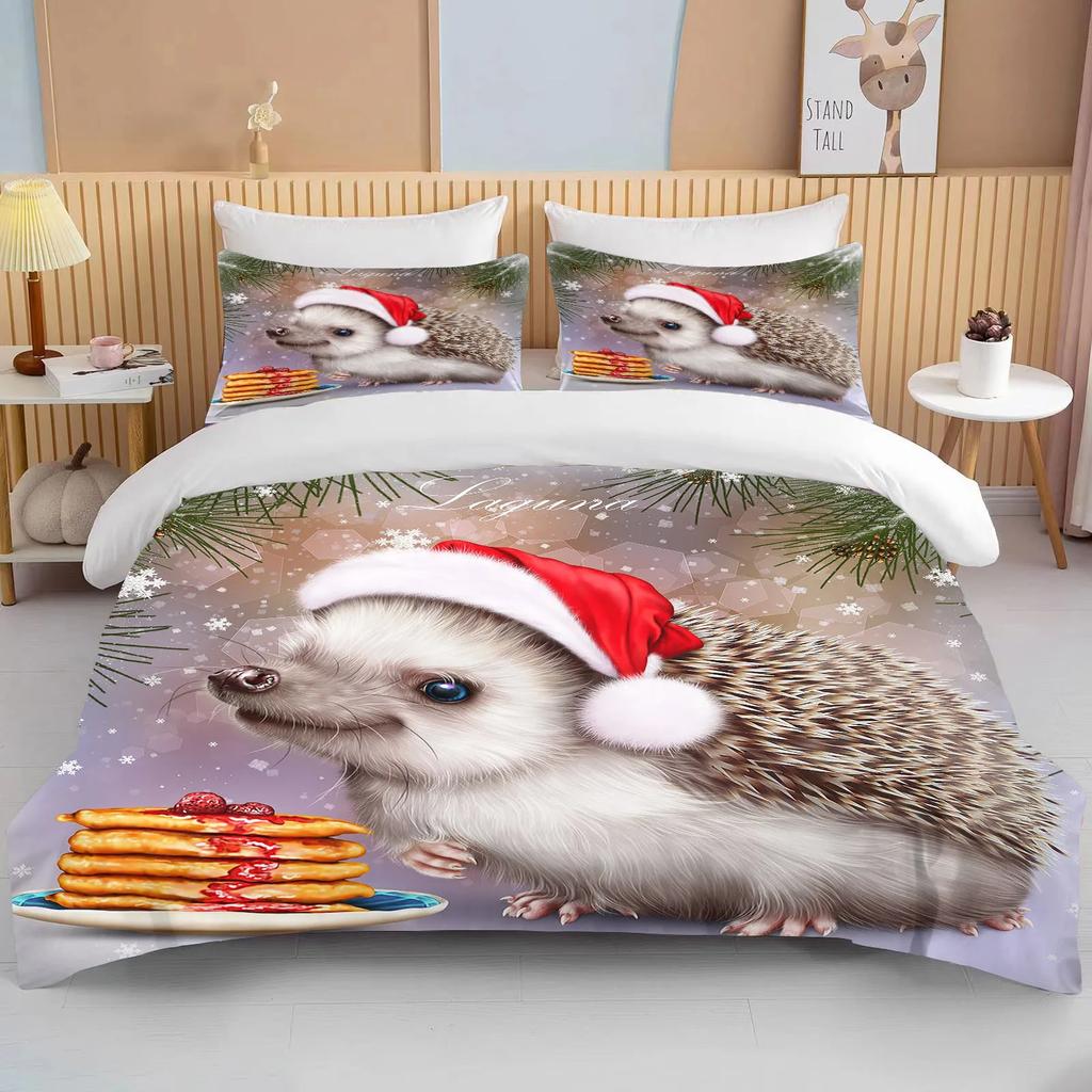 Animal Cute Hedgehog Bedding Set Queen Cute Clothes Comforter/Duvet Covers And Pillowcase For Adults Kids Quilt Cover