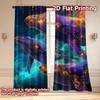 Set Of 2 Modern Flat Printing Curtains Without Rod Galactic Whales Ocean Fashionable Curtainments During Easter Holiday Curtain Polyester