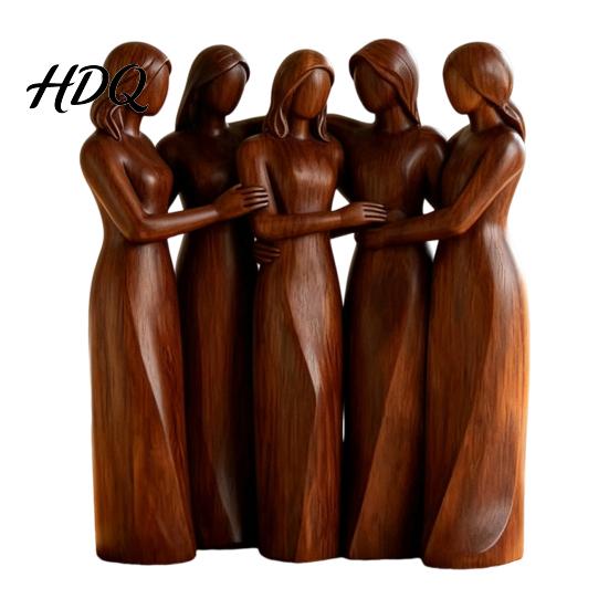 Accenti Decorativi per Davanzale Statuetta in Legno Sorellanza Scultura di Amicizia Artigianale per Soggiorno Statuette Finemente Intagliate Tavolino da Camera da Letto