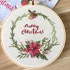 Elk Deer Christmas Embroidery Kit Flower Garland Embroidery Set Home Decor Cross Stitch Set  Adults