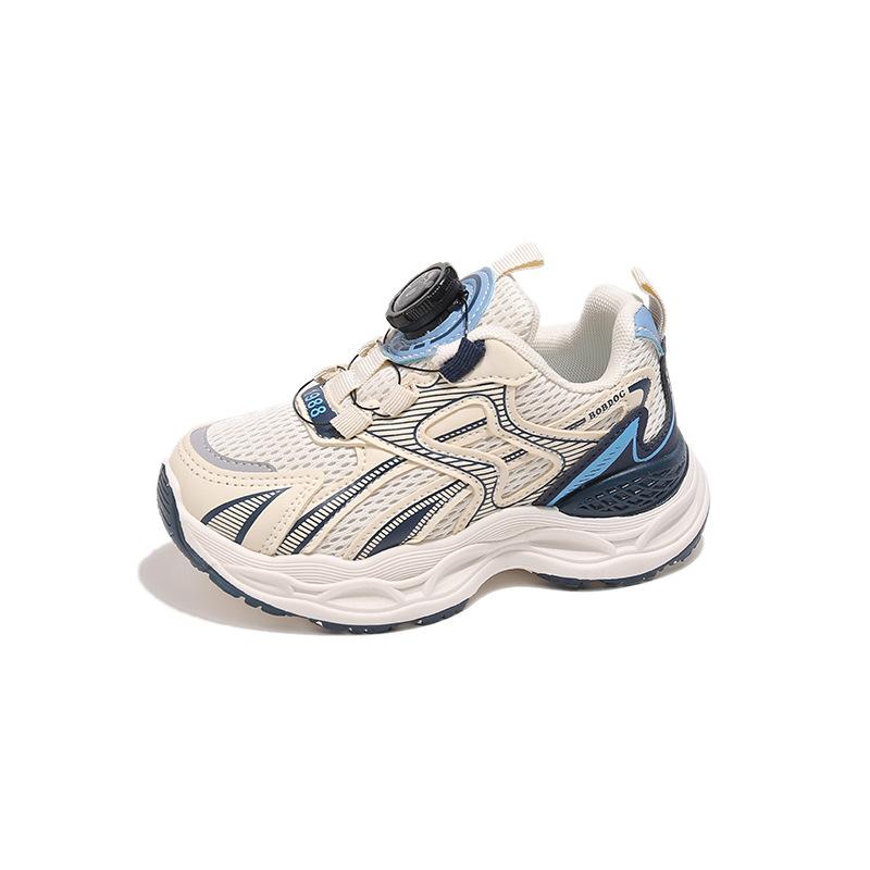Boys Sneakers 2025 Spring New Children's Mesh Breathable Dad Shoes Middle Older Boys Rotating Buckle Classmate