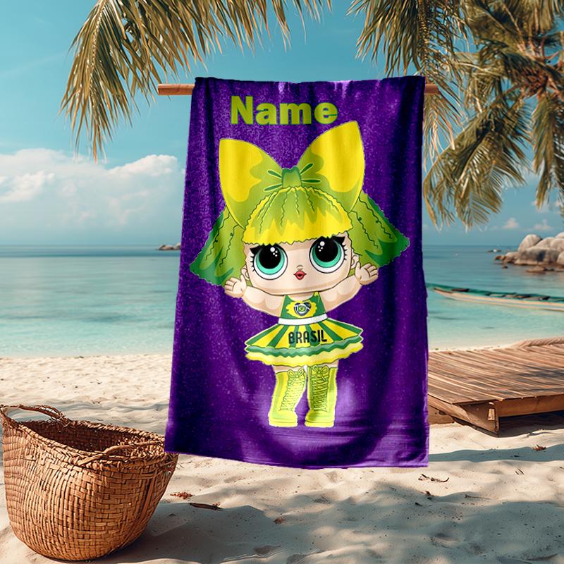 Custom Name Ultra-Soft Beach Towel with LOL Surprise Theme,Ideal for Pool - Camping, Diving - Perfect Travel Essential, Vibrant Beach Towel.