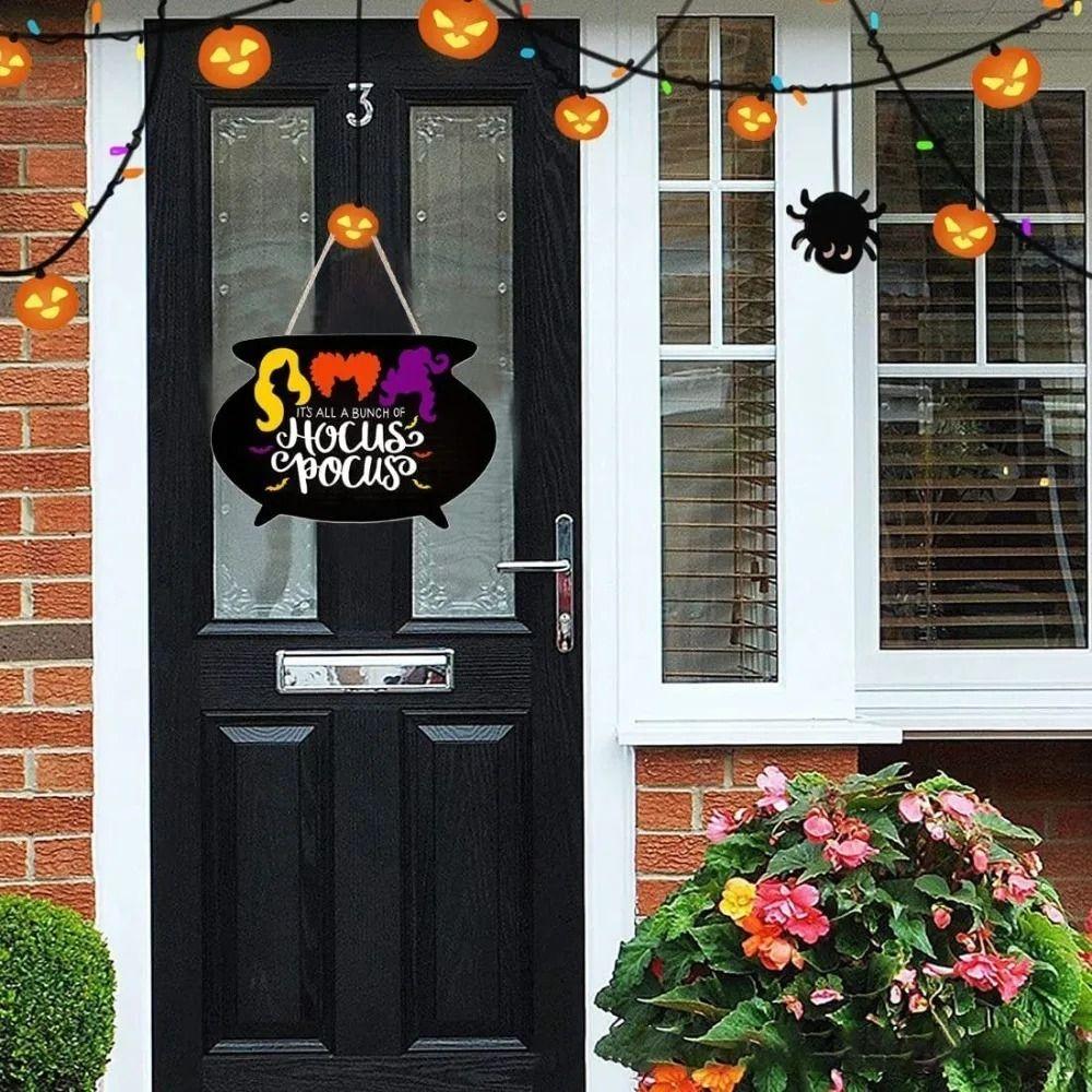 Round Halloween Door Sign Wooden Outdoor Wall Sign Easy To Hang Door Hanging Sign Home Decor