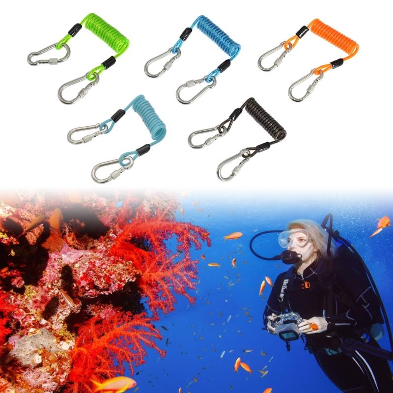Antilost Rope Lanyard Underwaters Spring Coiled Camera Clip for Dive Light