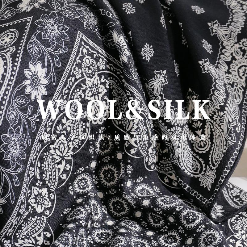 70% wool 30 % Real Silk Scarf Women Shawls Wraps Foulard high quality Scarves Pashmina Female Hijab Bandana elegant Kerchief