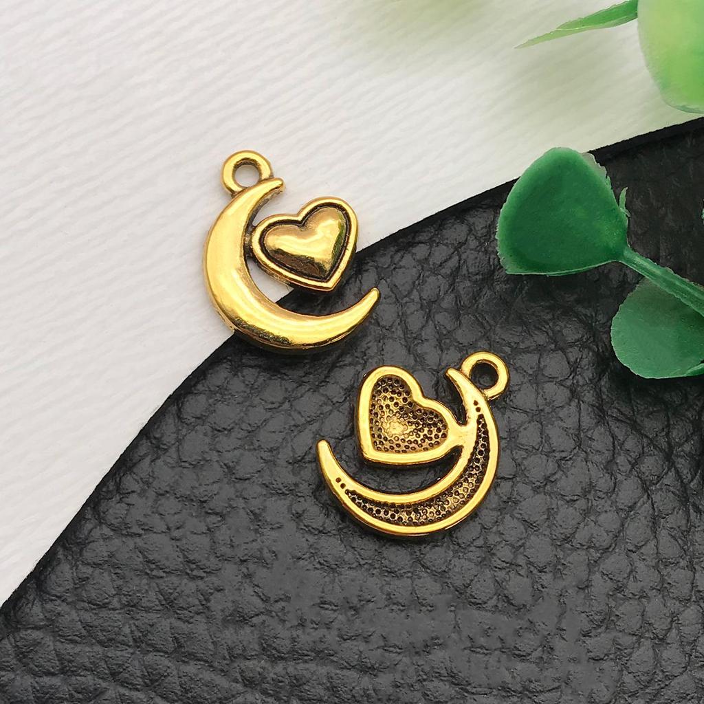 Pandantiv Charm Sol Lună Stea Aur Antich pentru Breloc sau Colier DIY