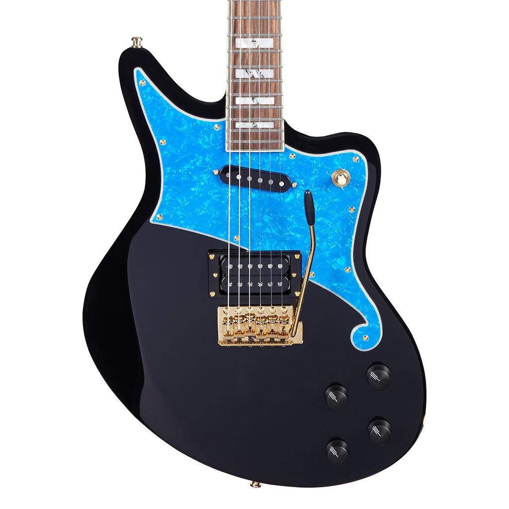 Deluxe Bedford Black with Blue Pearl Pickguard and Tremolo D'Angelico
