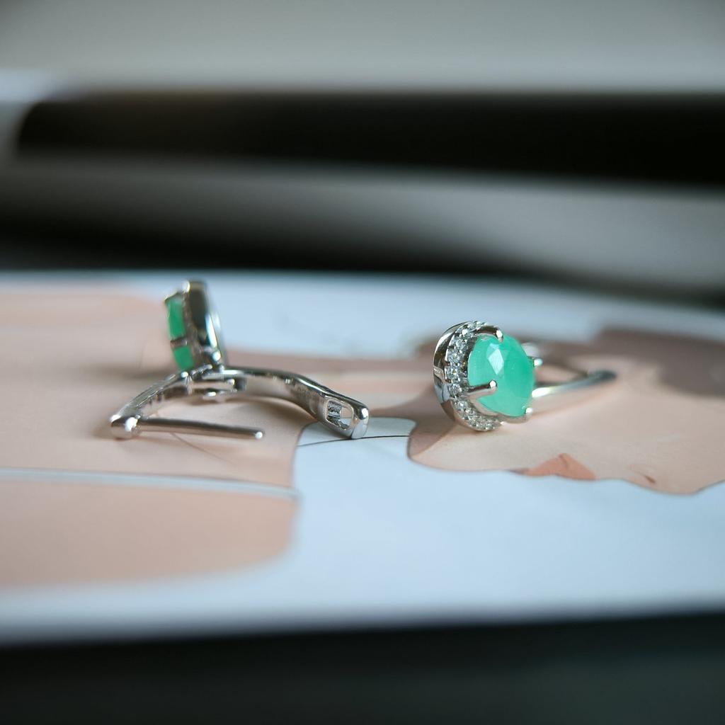Серебряные серьги с натуральным изумрудом 2.59ct (2214199)