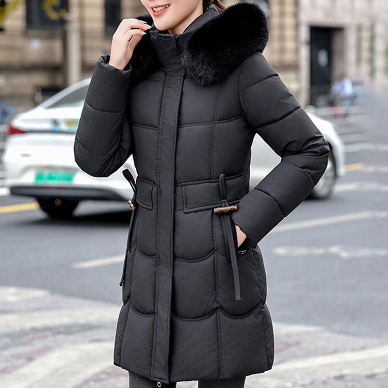 Fashion Female Warm Coat Winter Long Parkas Hooded Faux Fur Collar Loose Thick Women's Jackets