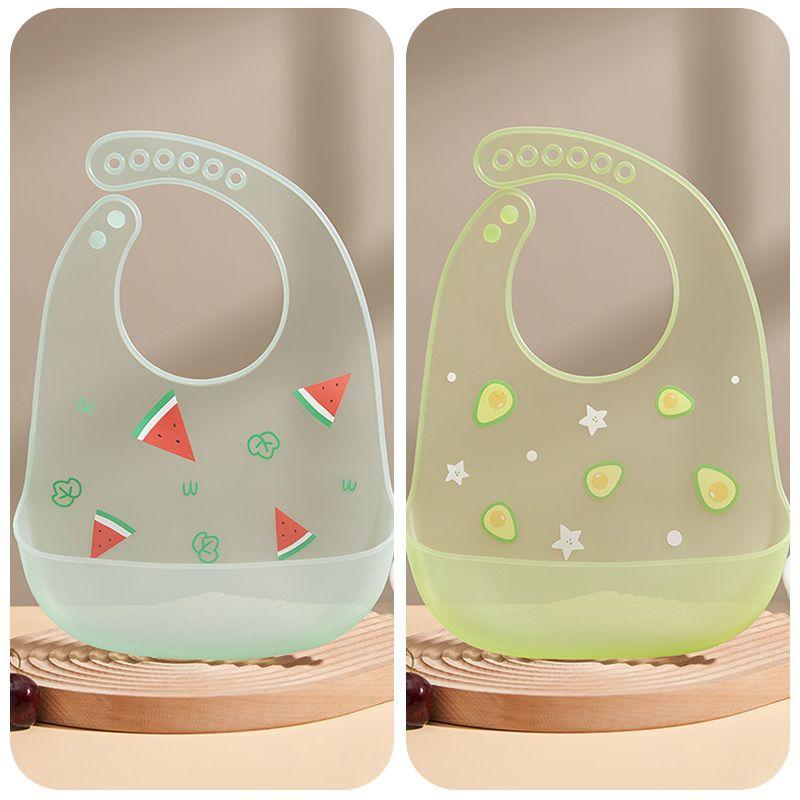 Baby Silicone Bib Waterproof Leak Proof Feeding Bib for Boys Girls Easy Clean Soft Drool Catcher for Infant Toddler Solids