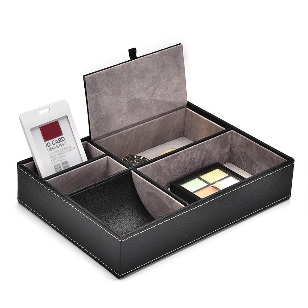 Household Storage Tray PU Leather Desktop Organizer Versatile Storage Organizer  Coffee Table