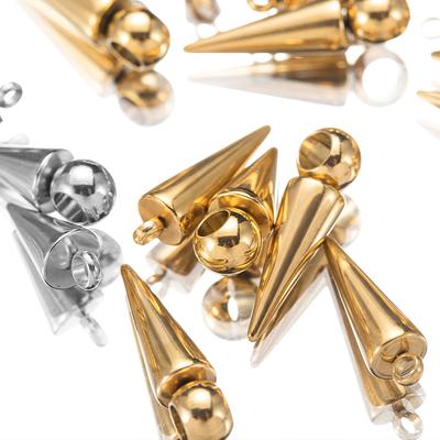 Pas de décoloration 10PCS Charms Pointus Cône Spike en Acier Inoxydable pour la Fabrication de Bijoux Perle Boucle d'Oreille Bracelet Pendentif Femmes Hommes Fournitures en Gros