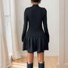 YYFS Damenmode Frühling Herbst Einfarbig Druck Langarm Halb Rollkragen Hohe Taille Freizeitkleider