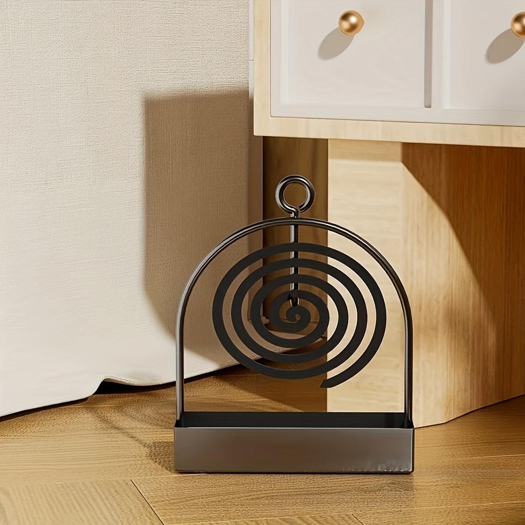 Portable Iron Blowcoil Holder with Handle Fireproof Material Incense Holder For Mosquito & Sandalwood Incense Indoor/Outdoor Use