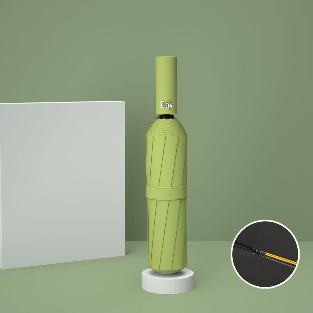 60-Bone Double-Rib Automatic Folding Umbrella: Black Sunshade & Rain Protection, Dual-Use for UV Sunscreen or Business Advertising.