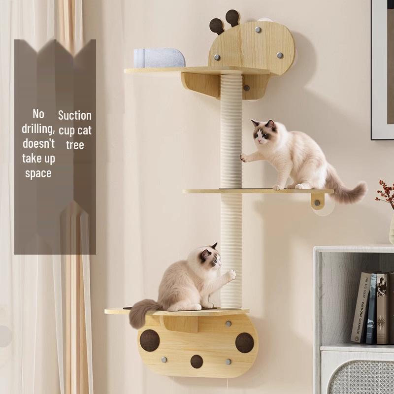 Компактное настенное кошачье дерево с когтеточкой и смотровой площадкой Giraffe Cat Platform (Nail)