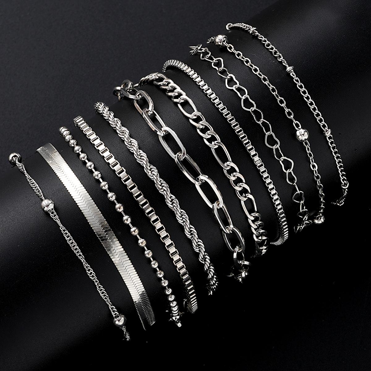 

Casual Minimalist Twist Snake Bone Heart Butterfly Star Pendant Necklace Bracelet Fashion Jewelry Set For Men Women Daily Wear