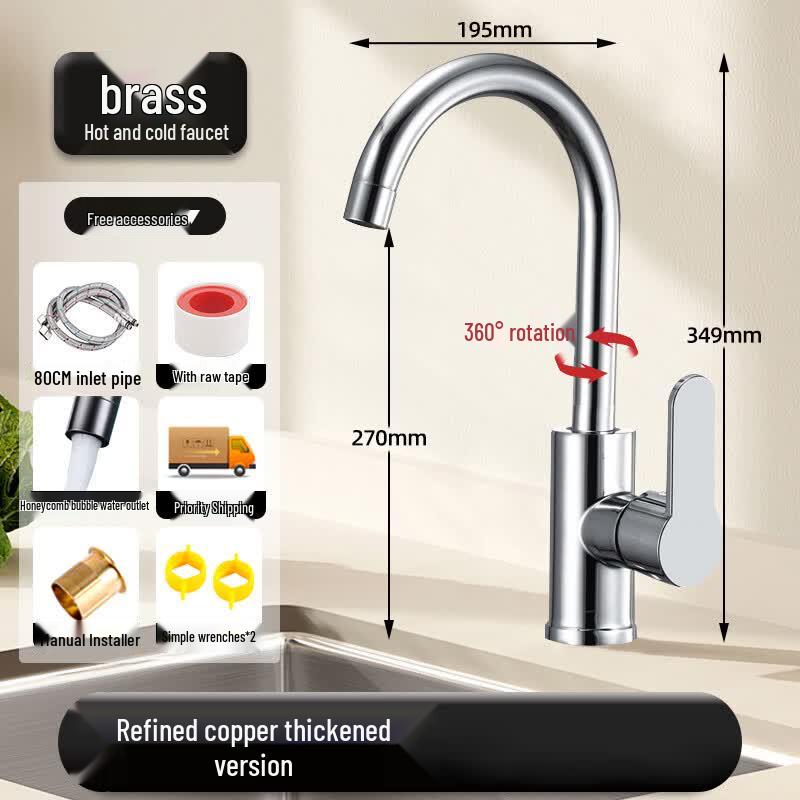 Moli High Arc Brass Hot & Cold Kitchen Faucet
