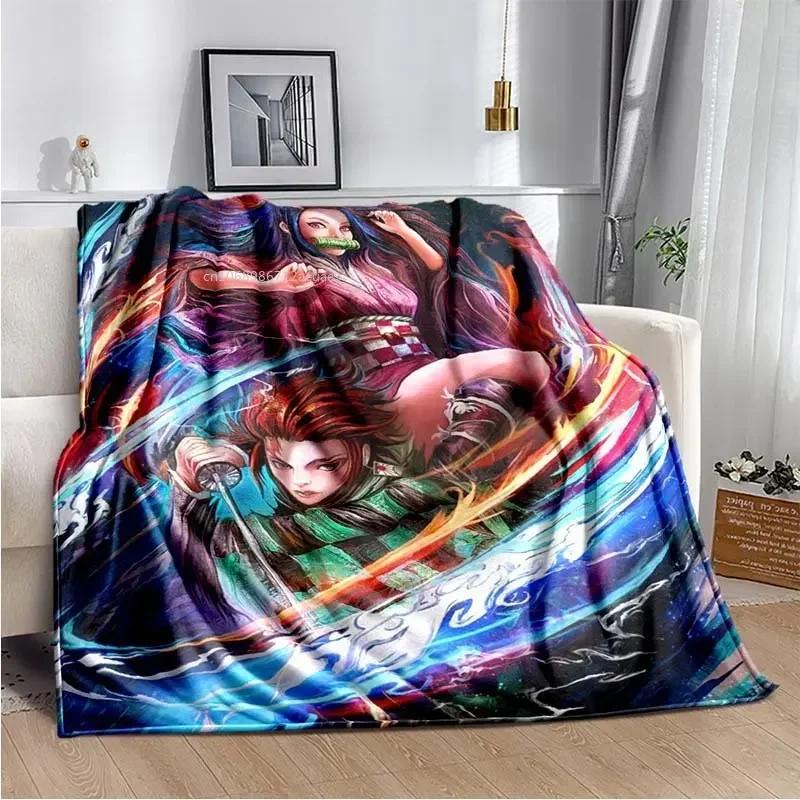 Anime Demon Slayer Kimetsu no Yaiba Fleece Blanket Nezuko Kamado Tanjiro Kamado Soft Bedding Bedspread Sofa Warming Cover