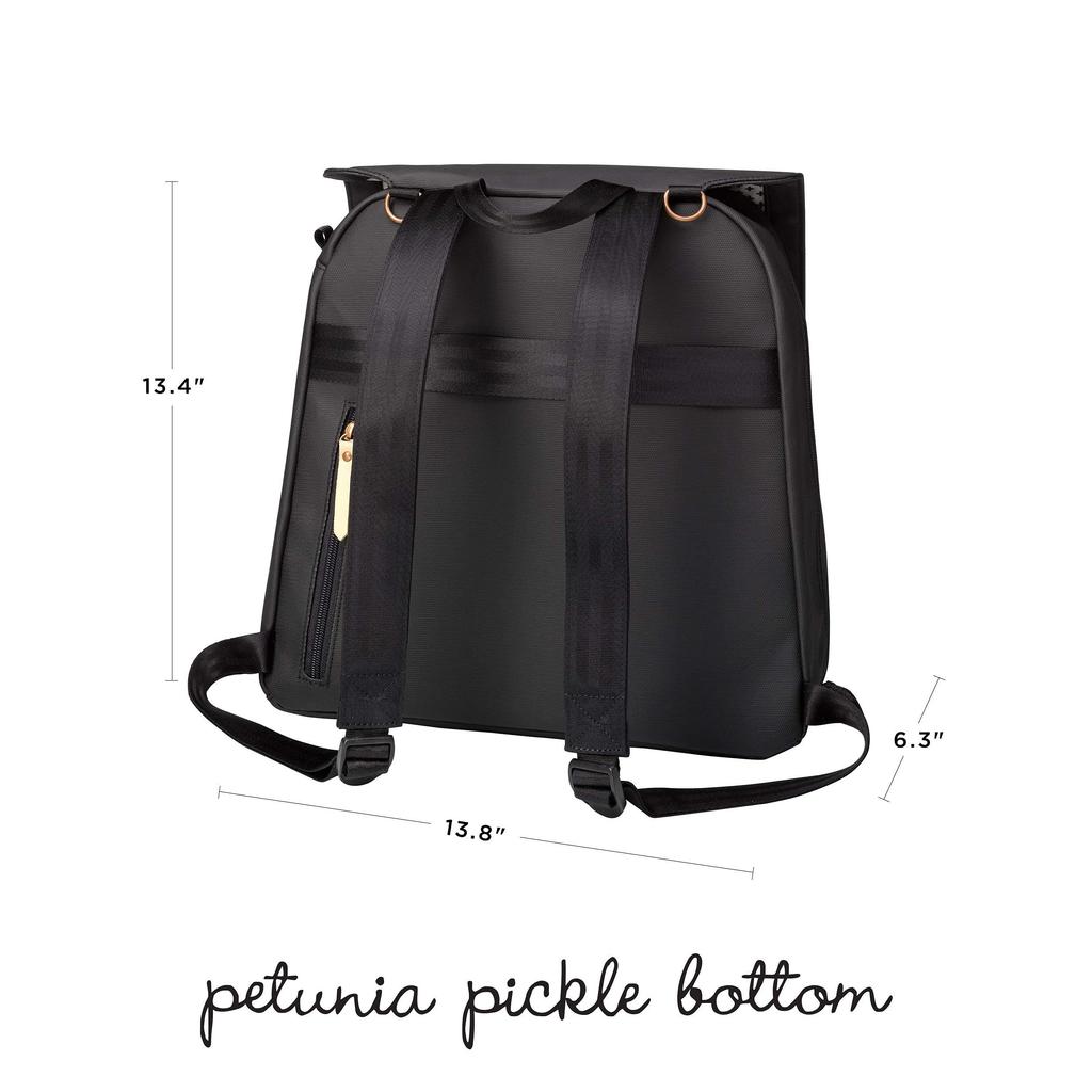 Petunia Pickle Bottom Meta Backpack Black Matte Canvas Mother's [Authorized Retailer]