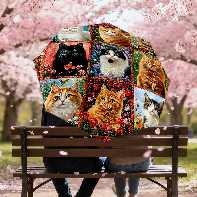 1PC Cat Umbrella-8-Rib Reinforced, Automatic Open, Lightweight & Durable, Fashion Accessory for Outdoor, H0385