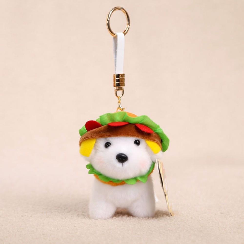 

Exquisite Embroidery Kawaii Foodie Key Chain Elephant Hamburger Charm Car Mirror Hanging білий