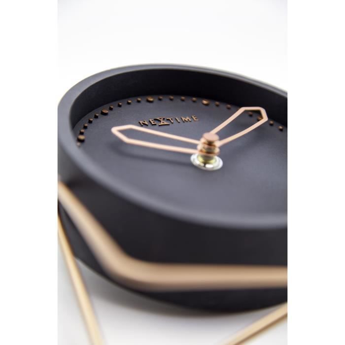 NEXTIME Horloge à poser - Cross Table- Polyresin - Noir 17,5x15,5x5cm