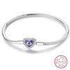 925 Silver Heart Shaped Series Love Forever Shining Zircon Bracelets Fit DIY Charm Beads Birthday Jewelry Gift