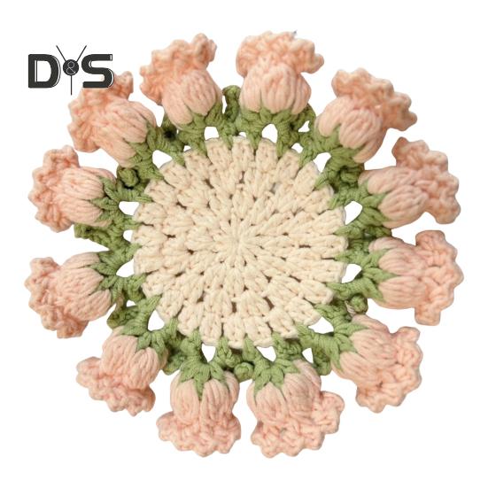 Gehäkelter Rosenstrauß-Untersetzer, hitzebeständig, DIY, handgefertigt, strickend, Blumen, Kaffeetasse, Tassenmatte, Küchenarbeitsplatte, Tisch, Schreibtisch-Dekoration