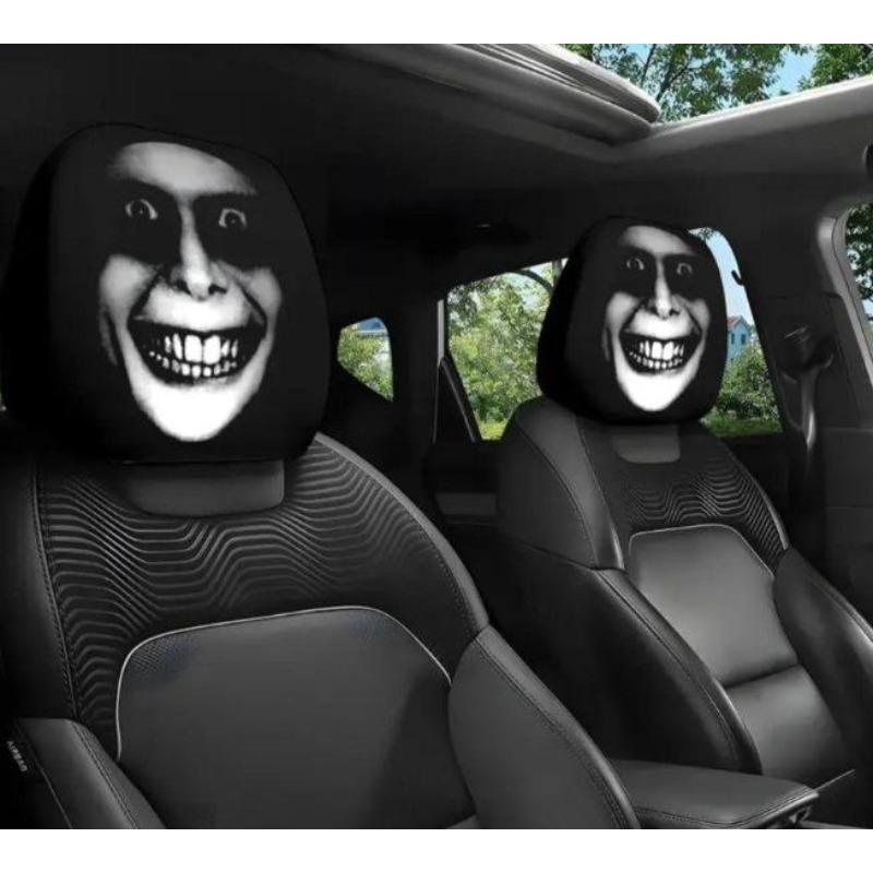2PCS Funny Cartoon car headrest Cover, Cute Funny Eyes, Suitable for Halloween, Christmas car Universal Elastic Models Funny Decoration