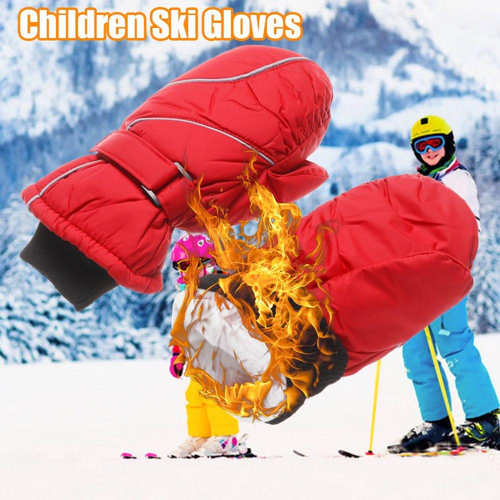 Children Kids Winter Windproof Waterproof Snow Snowboard Children Ski Gloves Long-sleeved Mitten