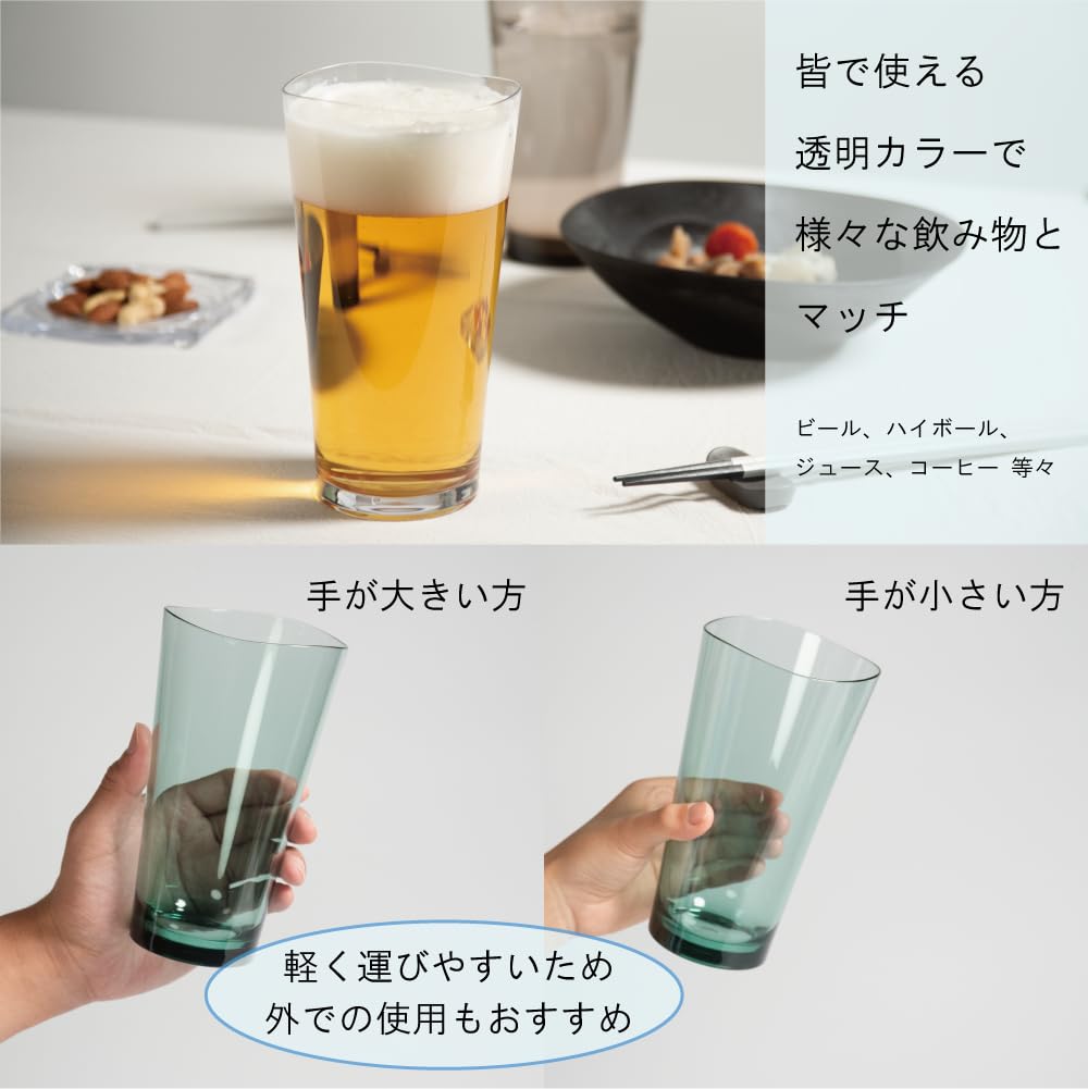 Plakira Breakproof Beer Glasses, Set of 6, 660ml, Dishwasher Safe, Made In Japan, Perfect for Outdoor Activities, Kids, Home Parties, Cute and