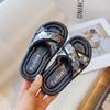 Girls Summer Slippers Children Princess Beach Shoes Little Kids Sequins Slippers Soft Sole Anti-Slippery All Match Size 26-36