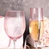 Nordic Pink Lead-Free Crystal Wine Glasses Large Capacity Vertical Stripes Goblet Champagne Cup for Household Barware Set