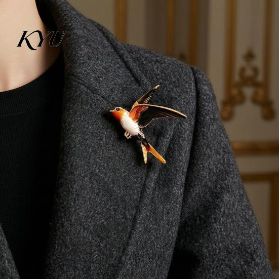Swallow Suits Brooch Pin for Women, Enamel Oil Dripping Bird Lapel Badge Pin, Decorative Alloy Coats Dresses Scarves Shirts