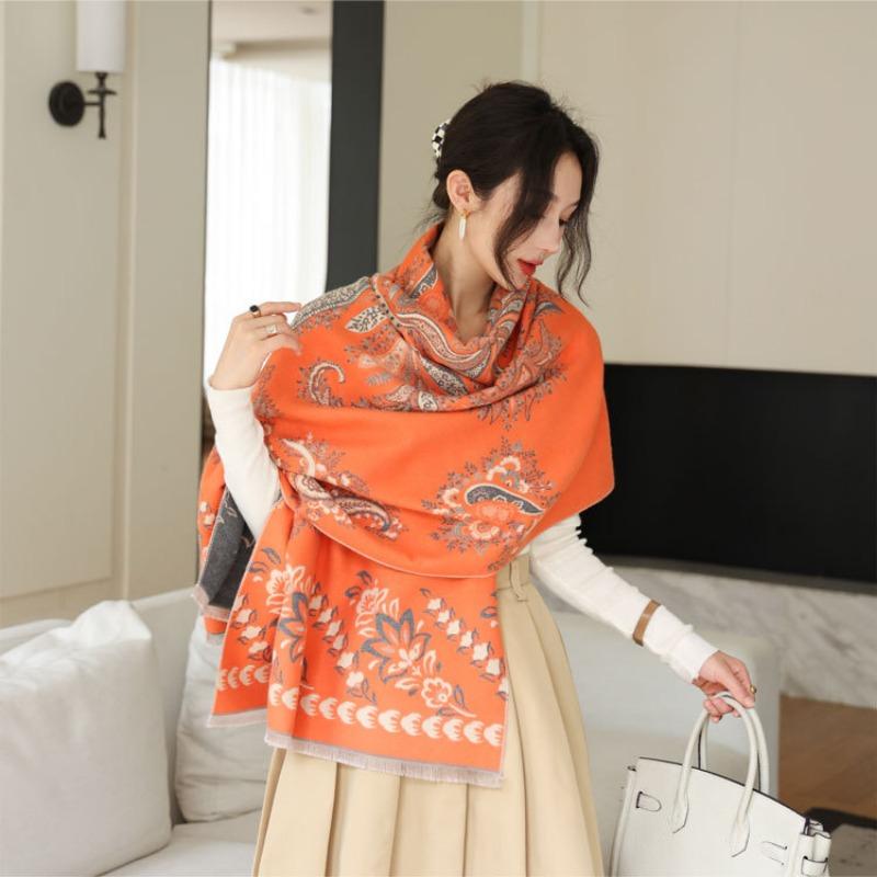 New cashew flower jacquard scarf women's autumn and winter fashion imitation cashmere shawl thickened warm scarf