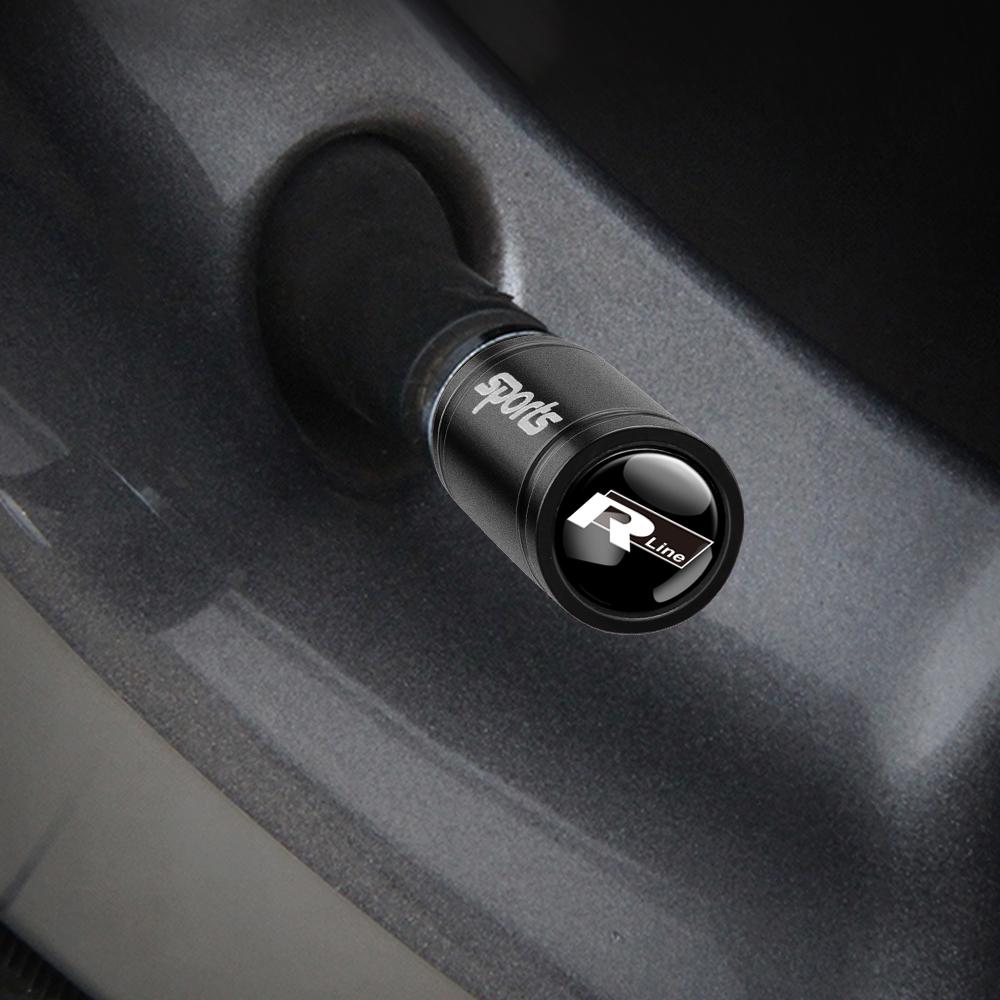 WHAQY1 4Pcs Metal Car Wheel Tire Valve Caps Cover Accessorie For Volkswagen GTI Golf 6 7 Polo VW R-Line CC Passat B6 Tiguan Tharu Jetta