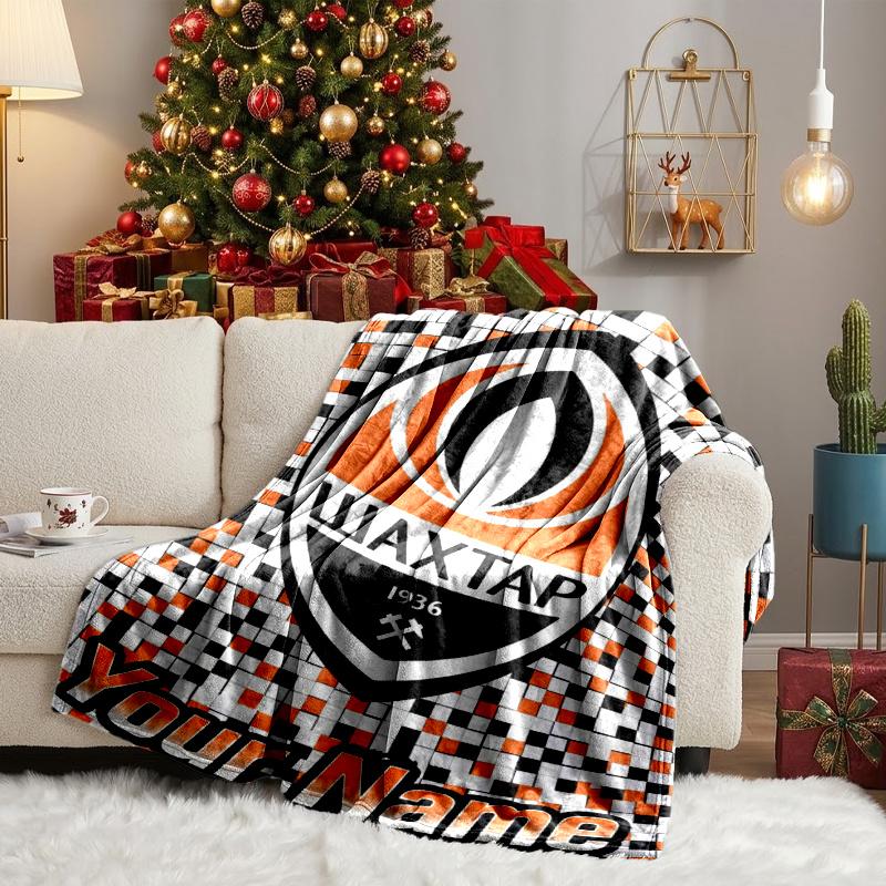 Custom Personalized Blanket Shakhtar Crest Soft Throw Blanket, Suitable for Family and Friends, Sofa Blanket,Home Decor Christmas gift