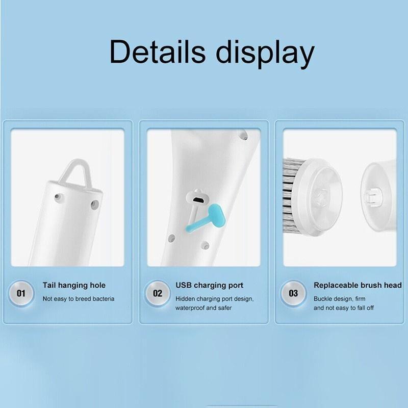 Household Electric Cleaning Brush Rechargeable Electric Scrubber with Detachable Head Cleaning Brush Kitchen Toilet Cleaning Tool