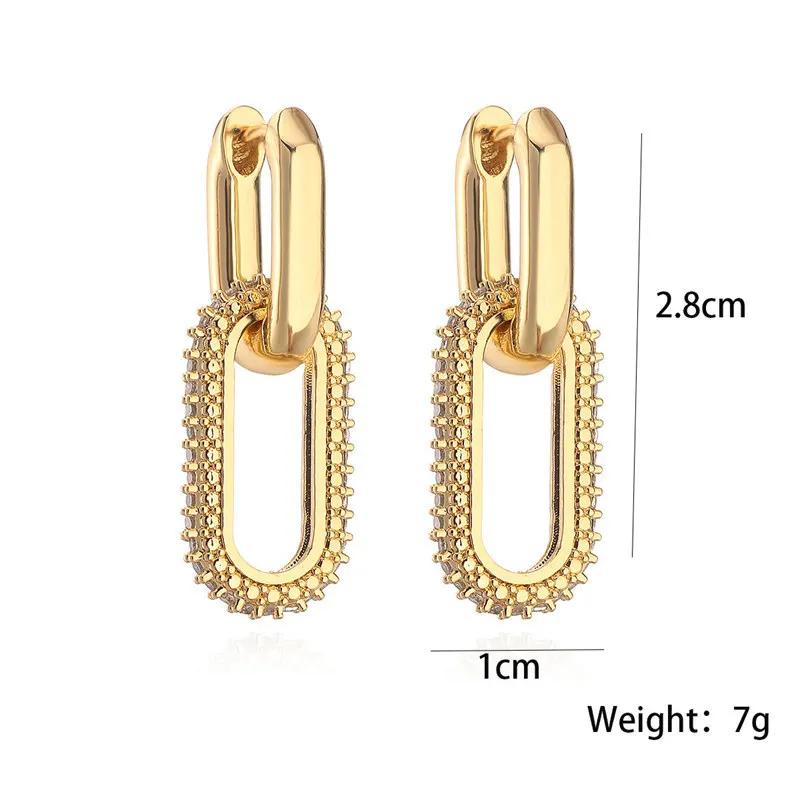 Retro Double Loop Design Drop Earrings Gold Silver Color Geometric Round Earrings for Women Girls Punk Hip Hop Fashion Jewelry
