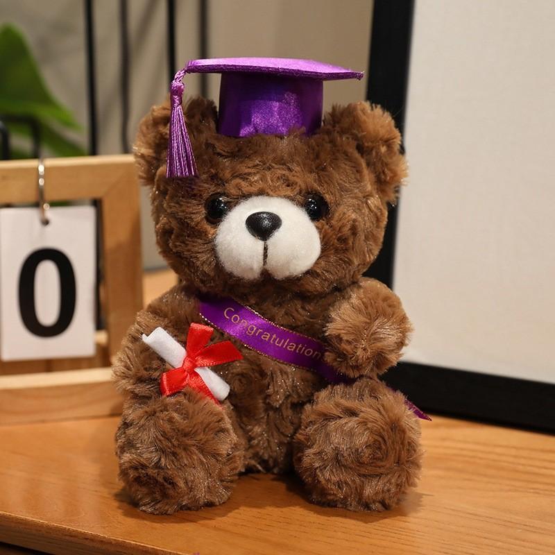 

Gift Drteddy Graduation Bear Plush Toy Stuffed Animal Doll Kids Decoration Dark Brown Purple