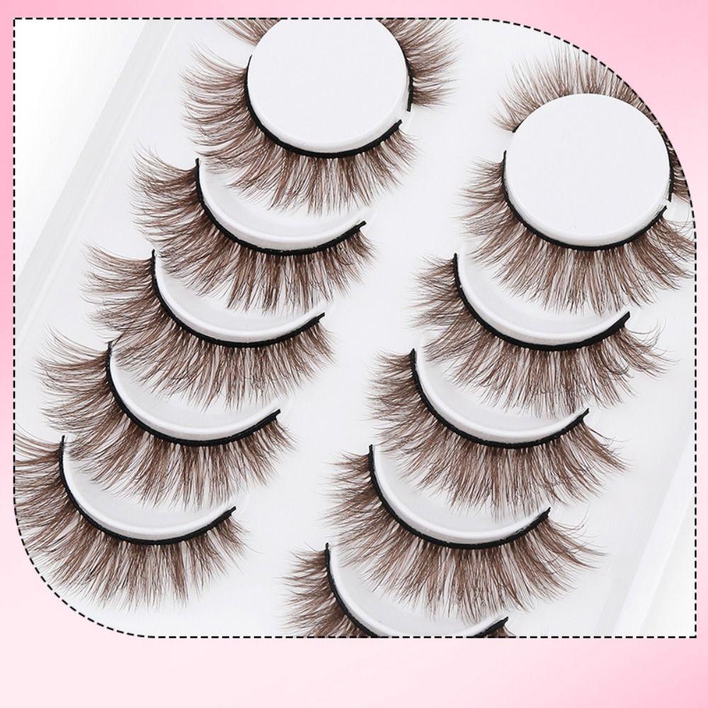 6 Pairs 3D Faux Mink False Eyelashes Black Band Eye Lashes Handmade Lashes Eyelash Extension