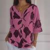 BITCED Blusa a maniche corte stampata in cotone e lino da donna, casual, per primavera ed estate, con scollo a V, maglione/camicia