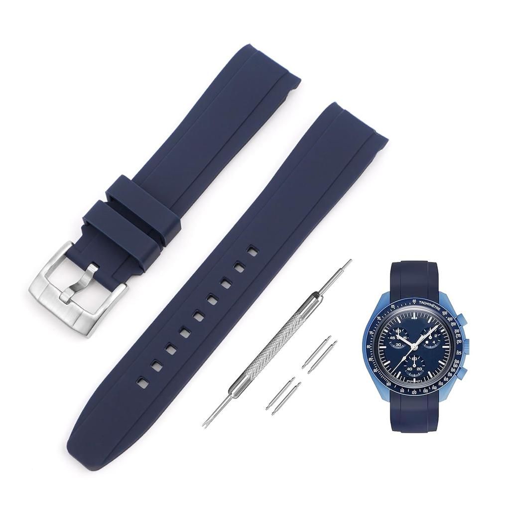 Jumpsunfun 20mm Silicone Watch Band for Omega X Swatch Speedmaster Blue MoonSwatch,